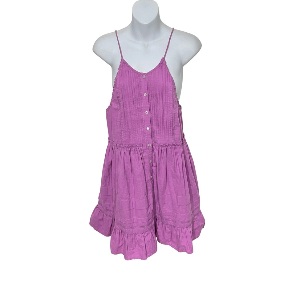 Free People Desert Days Mini Dress Women Size Small Purple Cotton Boho Pintuck - Picture 2 of 6
